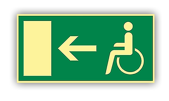 Rettungsweg für Behinderte links
