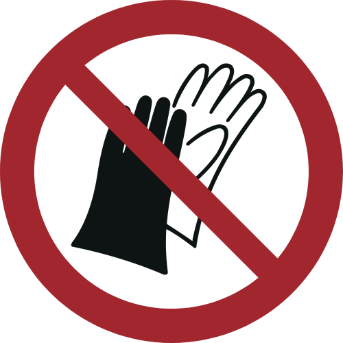 Tragen von Schutzhandschuhen verboten!
