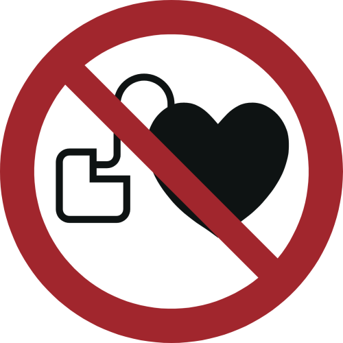 Verbot für Personen mit Herzschrittmacher!